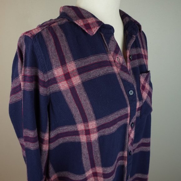 Woolrich‎ Purple & Navy Blue Plaid Button Up Shirt Size Large - Picture 6 of 9